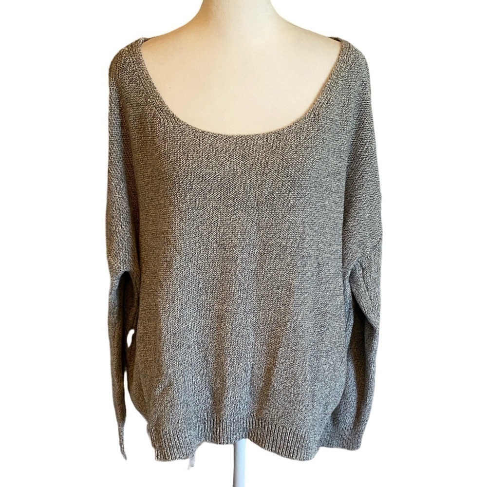 MOTH by Anthropologie Gray Scoop Neck Oversize Sweater. Size L. 100% Cotton.